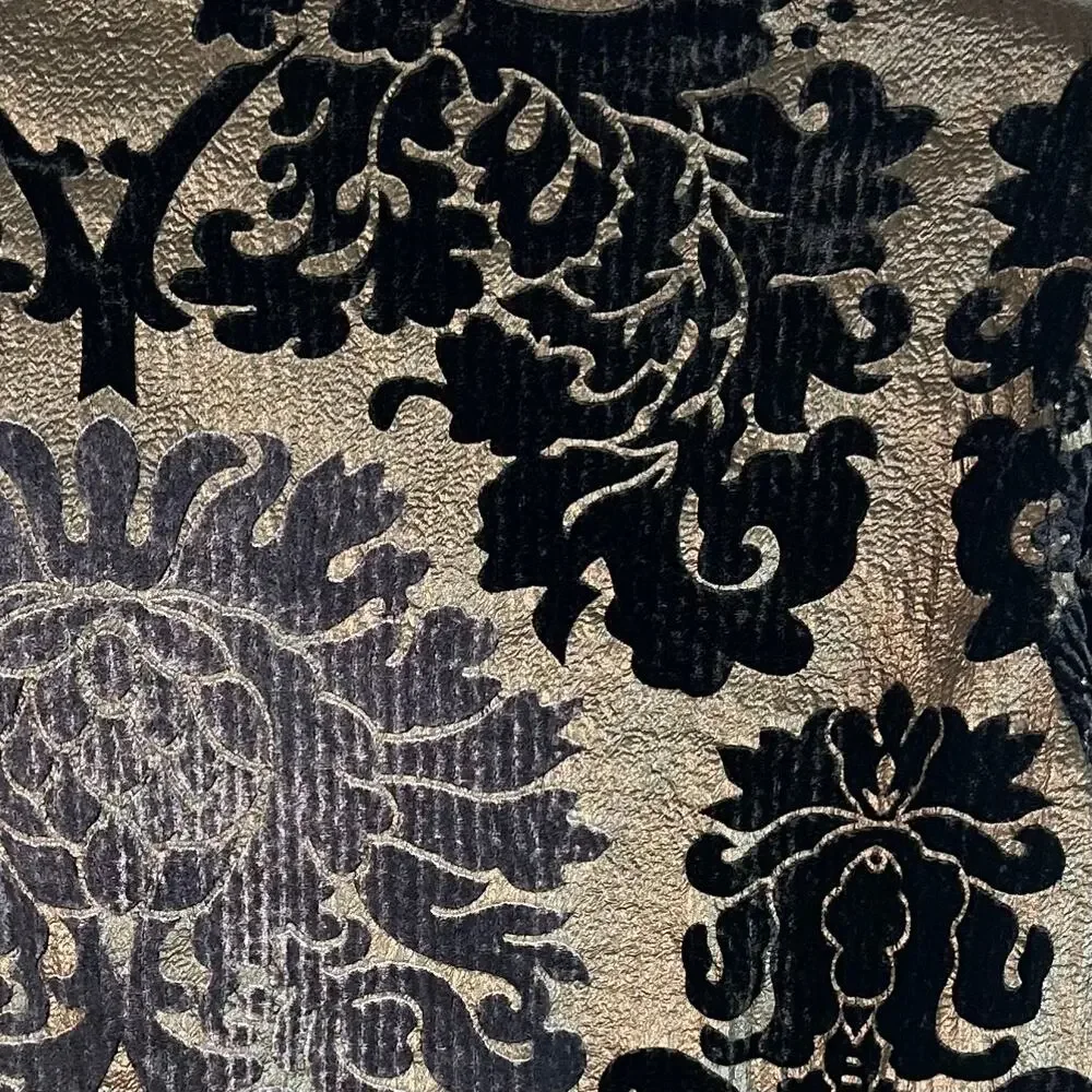 Chico's shimmery jacket velvety soft burnout pattern Open front‎ black gold